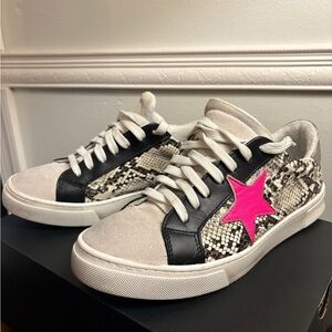 Steve Madden Snakeskin Sneakers with Bright Pink Accent